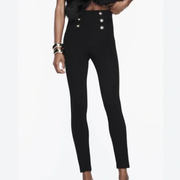 ✨ NWT Zara //High-Waisted Button Leggings// Black// Size L ✨ - Picture 1 of 9
